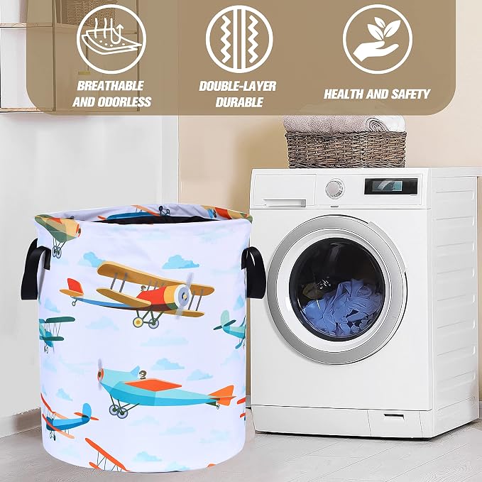Funny Plane Laundry Basket Foldable Oxford Cloth Tote Bag Laundry Hamper - Image 7