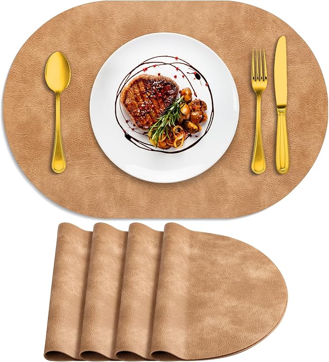 ADRIMER Placemats, Heat Resistant Oval Placemats Set of 4 Washable 12 x 17 Inch by Adrimersdreamistobeanindispensablecompanioninyourlife
