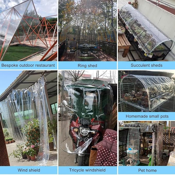 Clear Tarp with Grommets, Transparent Heavy Duty Water Resistant Tarp Cover - Image 3