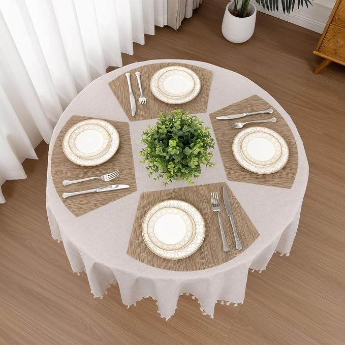 SHACOS Wedge Shape Placemats Set of 4 Woven Vinyl Round Table Placemat Curved - Image 8