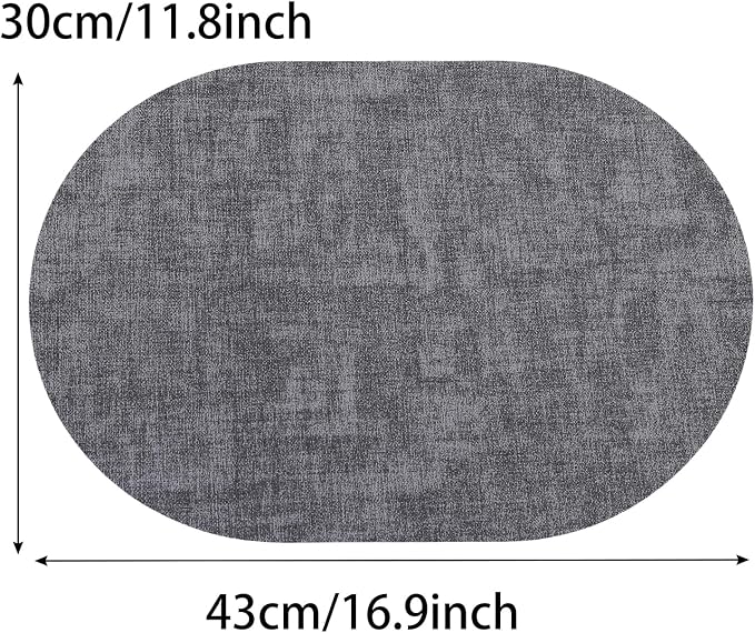 Oval Waterproof Placemats Set of 6, Heat Resistant Wipeable Table Placemats - Image 2