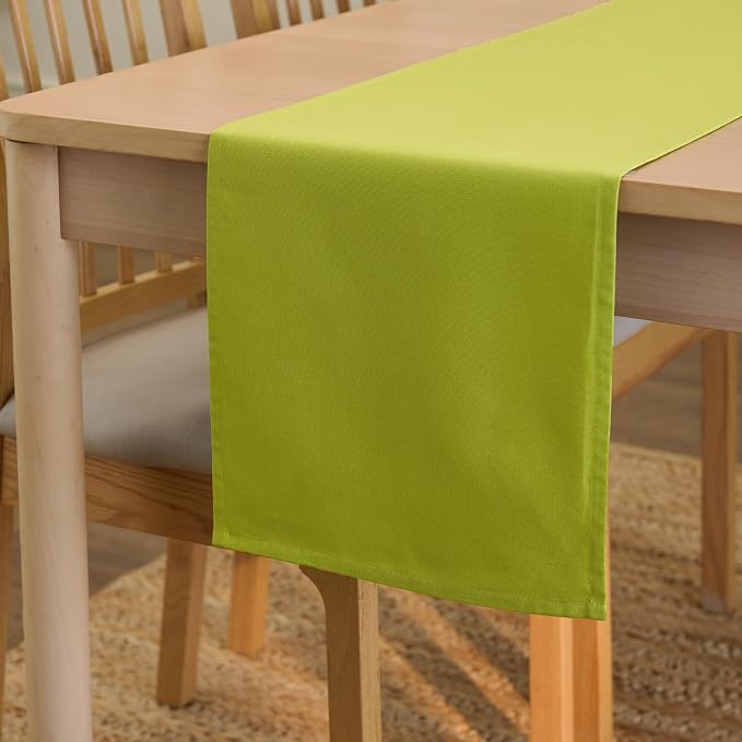 Encasa XO Table Runner 13"x91" Long | Cotton Canvas Fabric | Lime Green Solid by EncasaXO