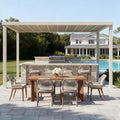 PURPLE LEAF 7 Pieces Dining Set Patio Metal Rectangular Table and Wicker Rattan by PURPLELEAF