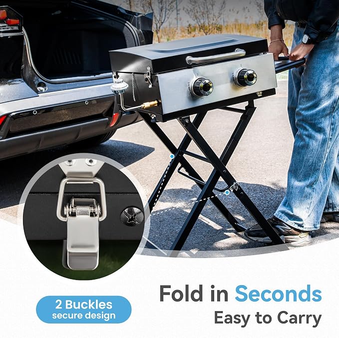 GREEN PARTY 2 Burner BBQ Propane Gas Griddle - Image 8