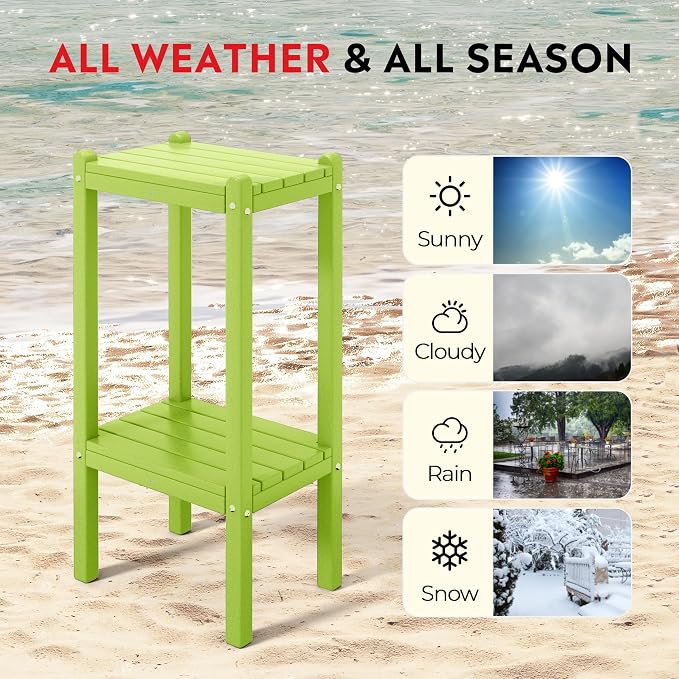 Costaelm Outdoor Side Table, 2-Tier Small Patio Coffee Tables - Image 5