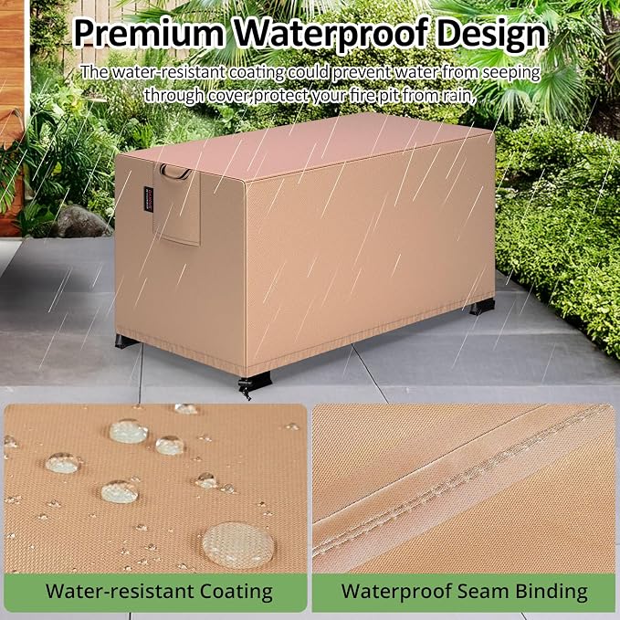 QH.HOME Fire Pit Cover Rectangular 42 x 24 Inch, Outdoor Waterproof Fire Pit - Image 4
