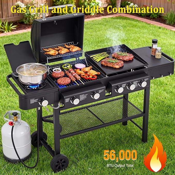 Unovivy 5-Burner Propane Gas Grill and Griddle Combo - Image 4