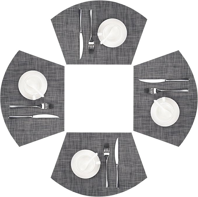 SHACOS Wedge Placemats Set of 4 Woven Vinyl Small Round Table Placemats Wipe by SHACOS