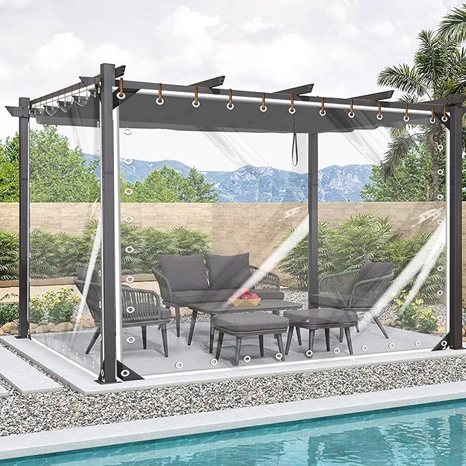 FoundGo Heavy Duty Clear Vinyl Tarp 6′×10′ Outdoor Vinyl Curtains by FoundGo
