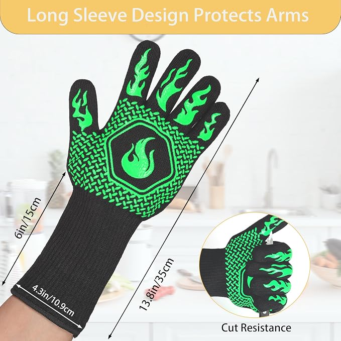 BBQ Fireproof Gloves, Grill Cut-Resistant Gloves 1472°F Heat Resistant Gloves - Image 2