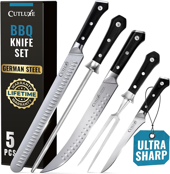 Cutluxe 5-Piece Butcher Knife Set – Slicing Carving Knife Set by Cutluxe