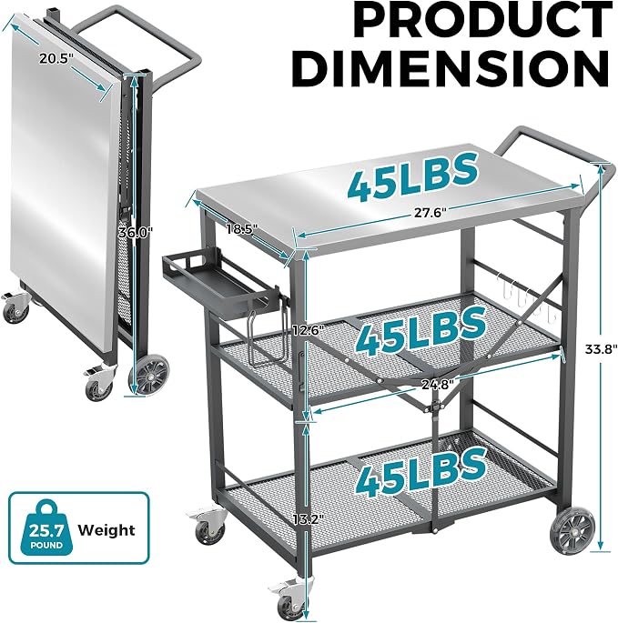 Ciokea Folding Outdoor Grill Cart - Image 2