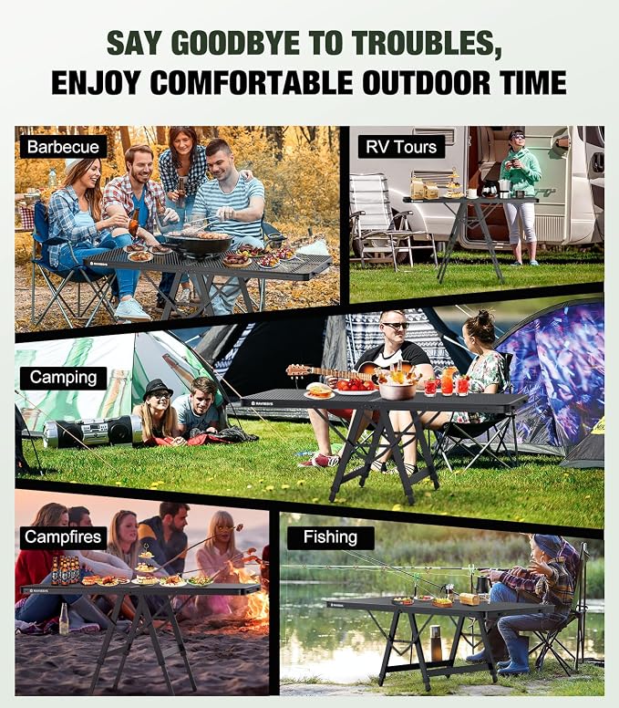 Foldable Grill Table with Mesh Desktop, 200lbs 4Ft Portable Folding Table - Image 9