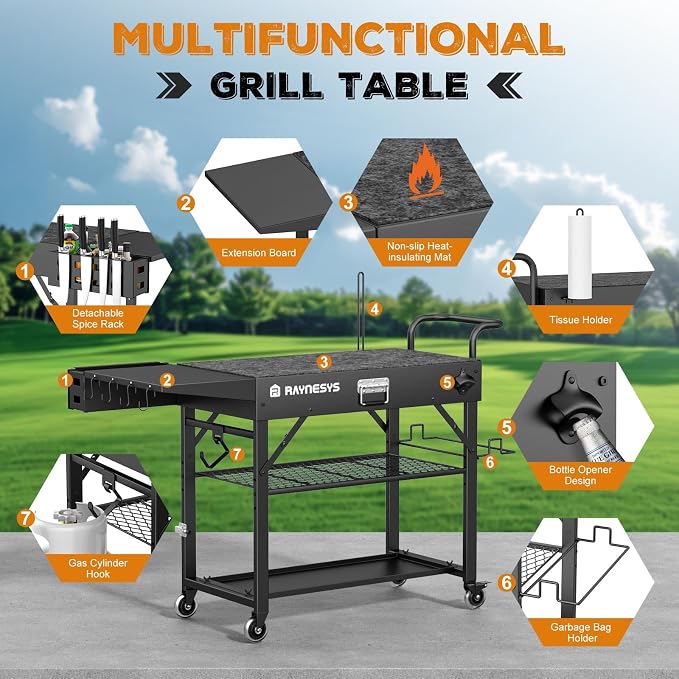 Outdoor Grill Cart, 440lbs Outdoor Grill Table, 31x17 inch Blackstone Griddle - Image 3