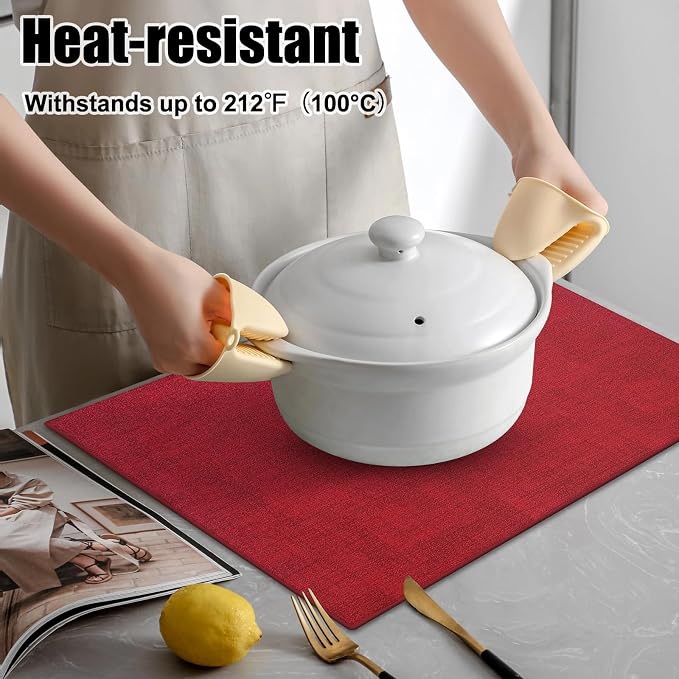 Homaxy Faux Leather Heat Resistant Placemats - Image 2