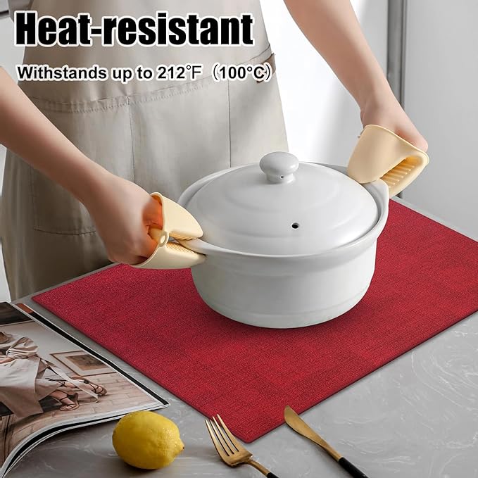 Homaxy Faux Leather Heat Resistant Placemats - Image 2