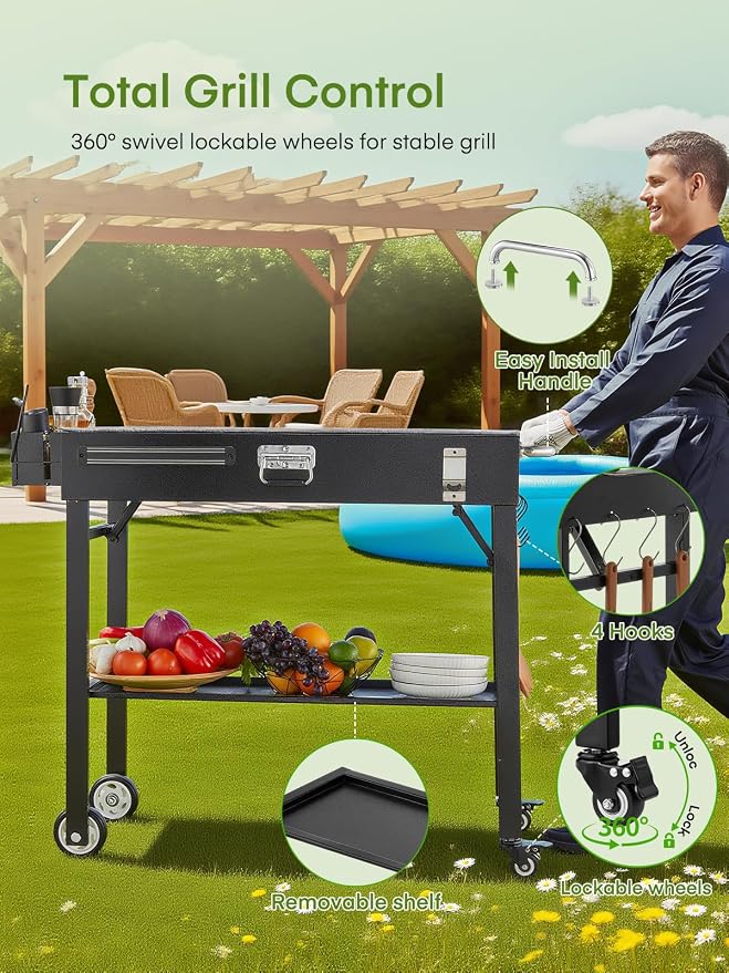 Grill Cart, Portable Outdoor Grill Table - Image 5