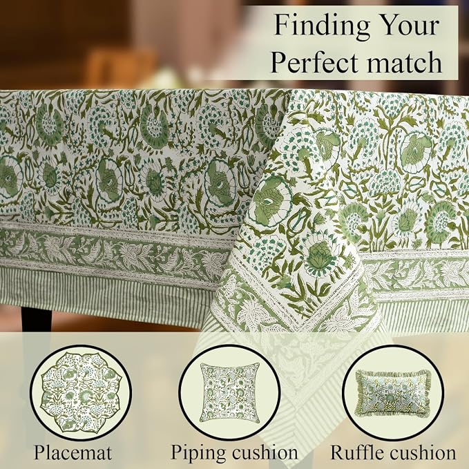 CPC Tablecloth 100% Cotton 72x160 Inch Indian Block Print Rectangle Table Cover - Image 8
