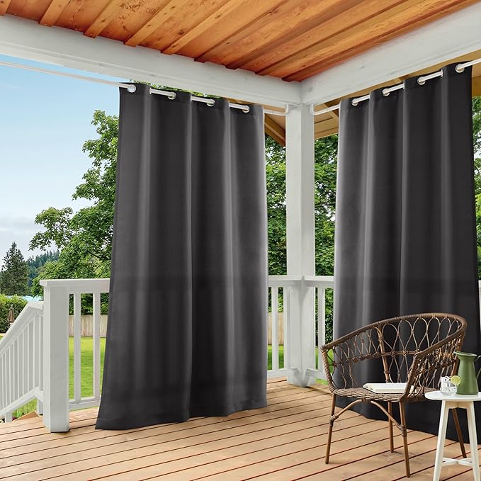 Outdoor Curtain Panels – Charcoal Light-Filtering Polyester, 54 x 108 in
