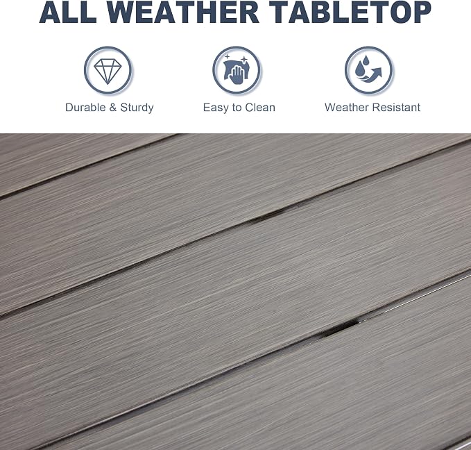 VICLLAX Patio Dining Table for 4 Square Metal Outdoor Table - Image 4