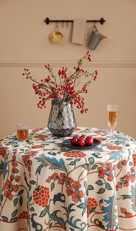 patdrea Designer Linen Round Table Cloth, Durable Breathable Floral Dacorative - Image 6