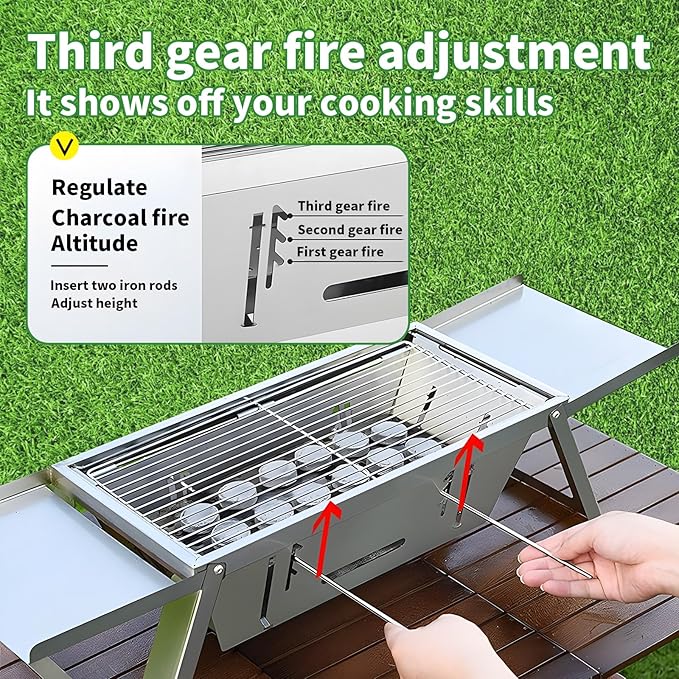 Stainless Steel Grill for Home Indoor Outdoor Camping Charcoal Convenient - Image 6