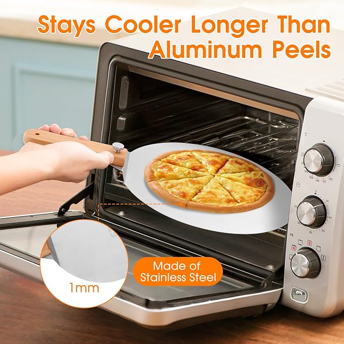 12 inch Stainless Pizza Peel for Large Oven, Pizza Spatula - Image 2