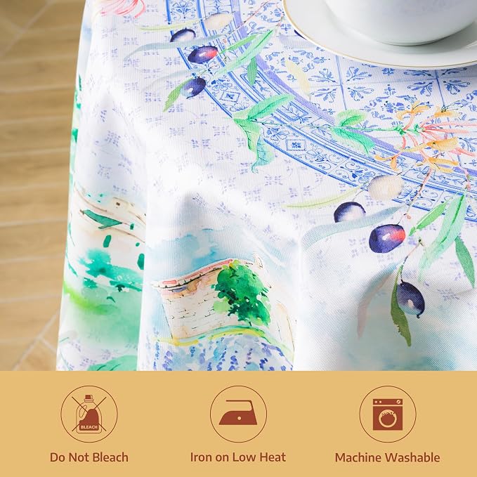 Maison d'Hermine Premium Table Cloth Round Table 100% Cotton 70 Inches - Image 8