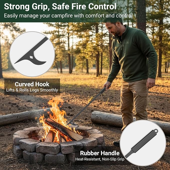 Tredre Fire Tongs and Fire Poker Set, Manganese Steel Fire Pit Tools - Image 5