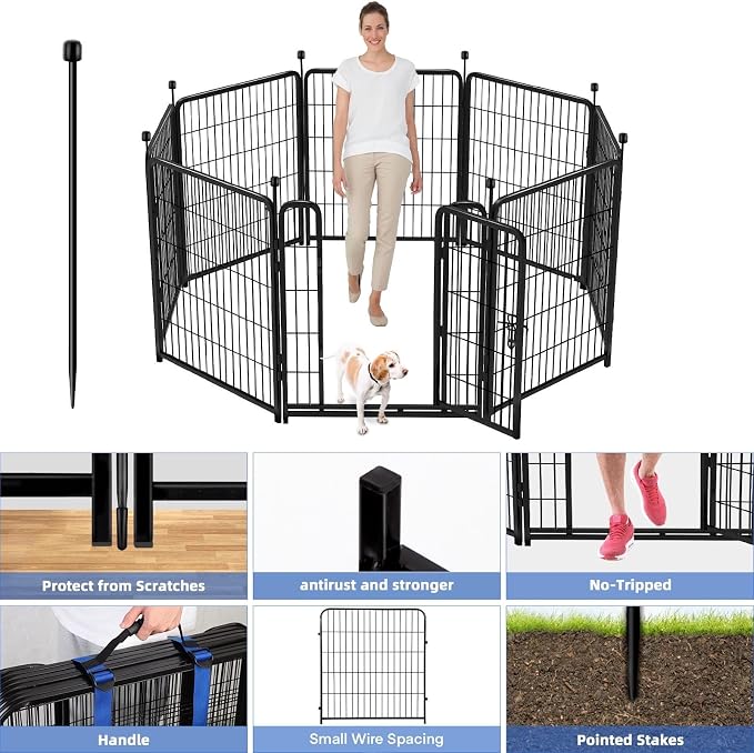 ADAVIN Tall Garden Fence, 48 in 10 Panels Heavy Duty Iron Metal Animal Barrier - Image 4
