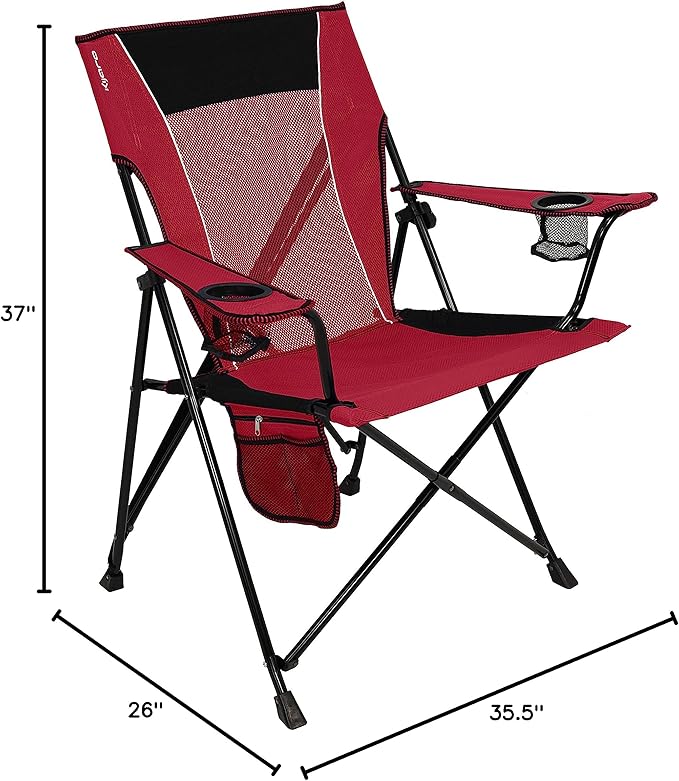 Folding Camping Chairs, Red with Dual Lock and 300 lb Capacity