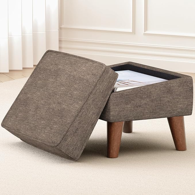 Small Footstool Ottoman with Adjustable Lid, Modern Storage Ottoman, Foot Rest by FAGAGA