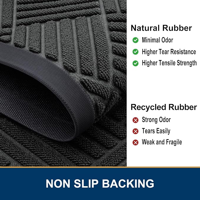Smiry Front Door Mat Outside Entrance, Heavy Duty Outdoor Indoor Natural Rubber - Image 6