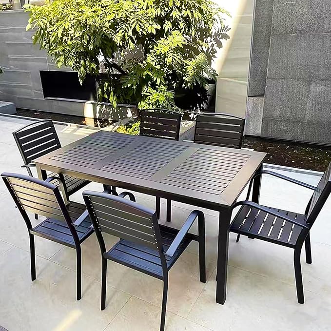 ZZV Outdoor Dining Table for 6-Person Rectangle Indoor Outdoor Table - Image 9