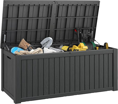 150 Gallon Outdoor Storage Box, Resin Deck Boxes Outdoor Waterproof by WTFGO