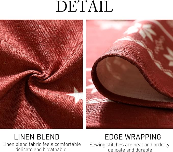 ISAENNE Designer Christmas Red Square Tablecloth, Linen Table Cloth - Image 6
