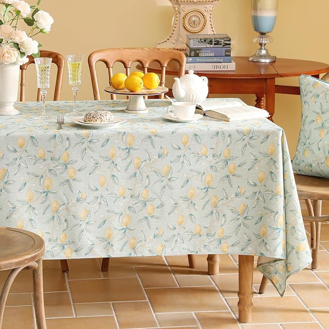 patdrea Designer Linen Long Green Tablecloth - Image 8