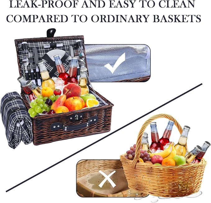 Neti Neti Wicker Picnic Basket for 4 - Image 6