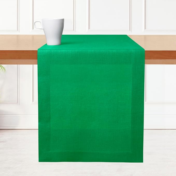 D'Moksha Homes Linen Kelly Green Table Runner 144 Inches Long by DMokshaHomes
