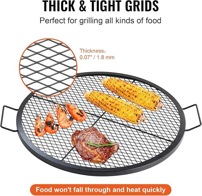 VEVOR X-Marks Fire Pit Grill Grate, Round Cooking Grate, Heavy Duty Steel - Image 4