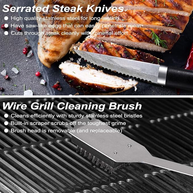 POLIGO 26PCS BBQ Accessories for Outdoor Grill Utensils Set Stainless Steel BBQ - Image 8