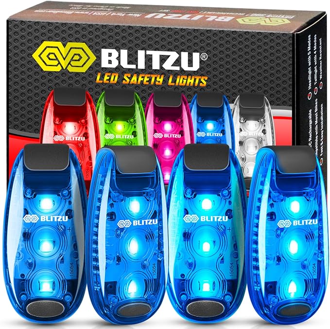 4 Pack LED Safety Light, Clip on Reflective Gear Lights by BLITZU