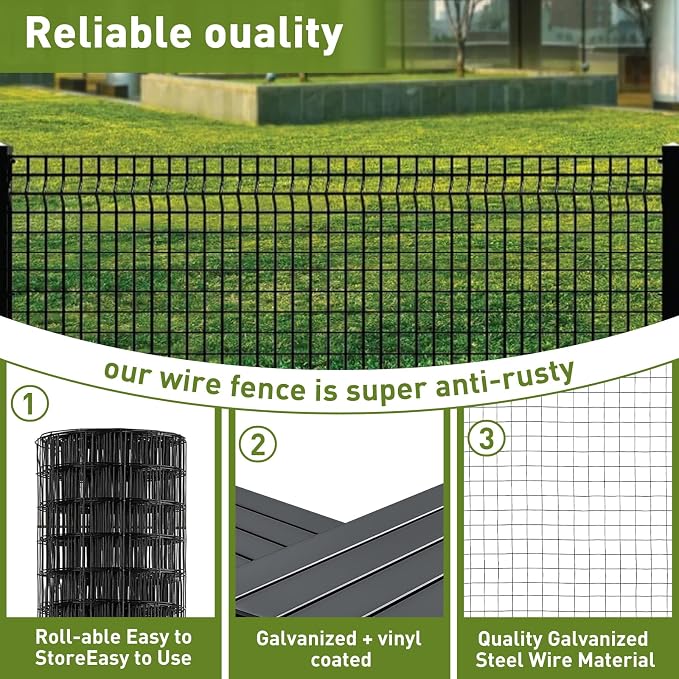 Wire Fence, 36 in x 50 ft PVC Coated Welded Wire Fence, 16GA Garden Border - Image 6