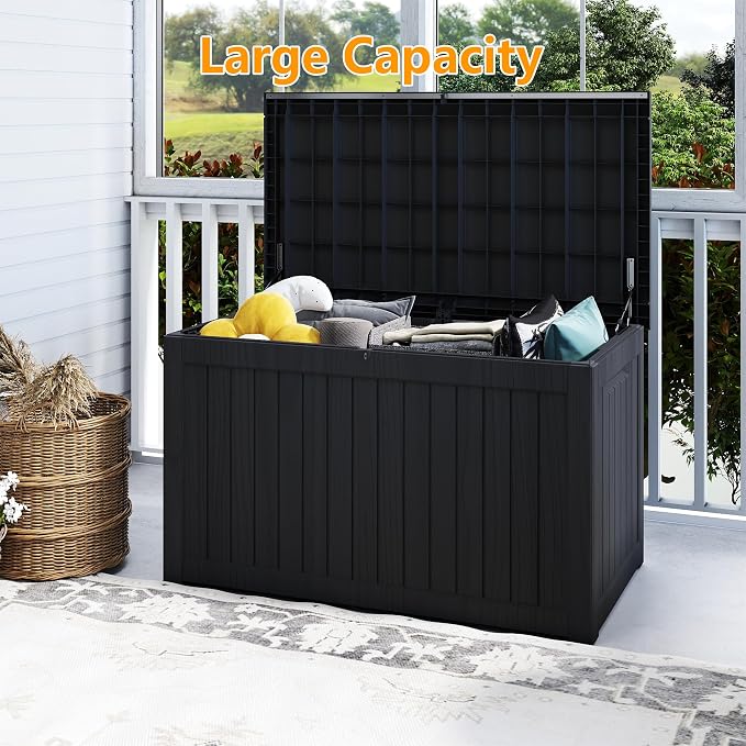 270 Gallon Resin Deck Box, Waterproof Outdoor Storage Box, Lockable - Image 4