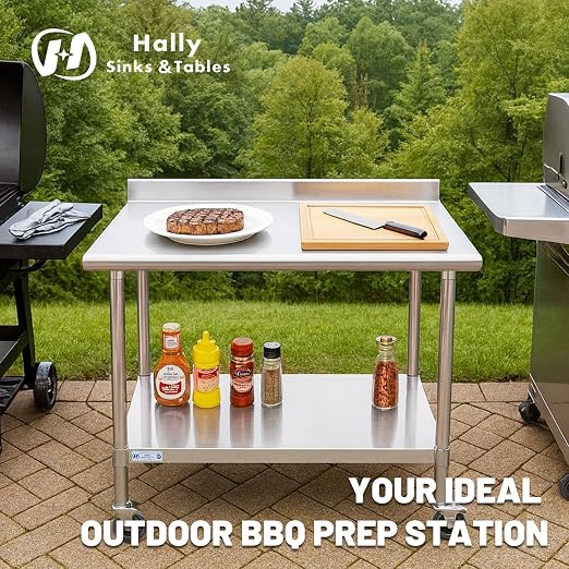 Hally Stainless Steel Table for Prep & Work 24 x 48 Inches - Image 4