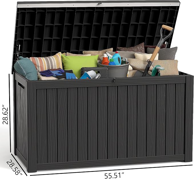EasyUp 200 Gallon Outdoor Storage Box Waterproof, UV Resistant Resin Deck Box - Image 2