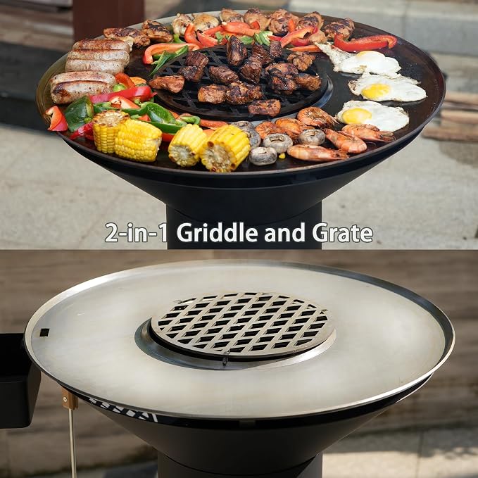 3-in-1 Rocket Stove with Griddle, Grate & Pot Rack, Large Wood BBQ Grill with - Image 3