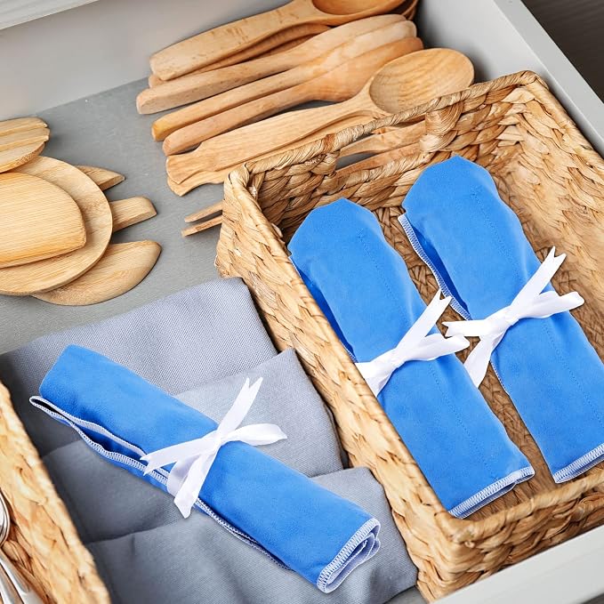 Weewooday Silver Storage Bags Anti Tarnish Silver Protector Bags Blue Holder - Image 5