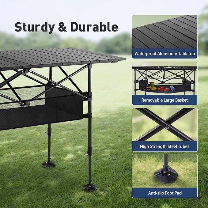 ALPHA CAMP Folding Camping Table, Portable Roll-up Table - Image 4