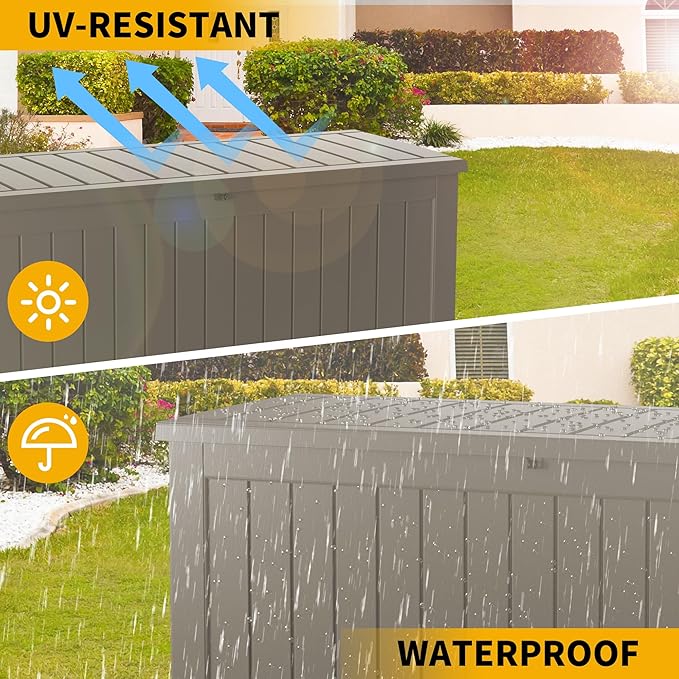 Outdoor Storage Box Waterproof, 200 Gallon Lockable Resin Large Deck Box - Image 3